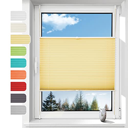 Plissee ohne Bohren Plissees Klemmfix, Easyfix Plisseeroll Rollo für Fenster Einfache Montage Sichtschutz und Sonnenschutz,80 x 130cm von Linhu