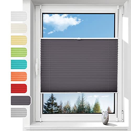 Plissee ohne Bohren Plissees Klemmfix, Easyfix Plisseeroll Rollo für Fenster Einfache Montage Sichtschutz und Sonnenschutz,85 x 100cm von Linhu