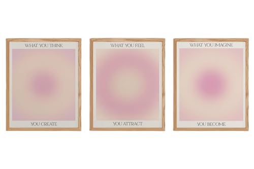Linilioart Minimalistisches Wandkunstposter, Motiv: Pinke Aura, Energieverlauf, 3er-Set, Motiv: "What You Think You Become", motivierende Dekoration für Schlafzimmer, ohne Rahmen (30 x 40 cm) von Linilioart