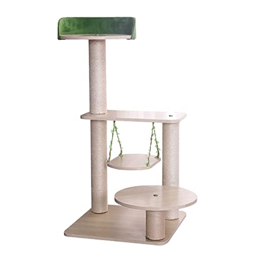 Linjolly Grünes Material Katzen Kletterrahmen Verschleißfeste Kratzfeste Katzen Baum Integrierte Installation Bequemes Haustier Spielzeug von Linjolly