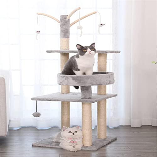 Linjolly Haustier Katzen Baum Katzen Scratch Toys Scratcher Multi-Level Pet Betten Katzen Möbel mit hängenden Maus Ball Spielzeug von Linjolly