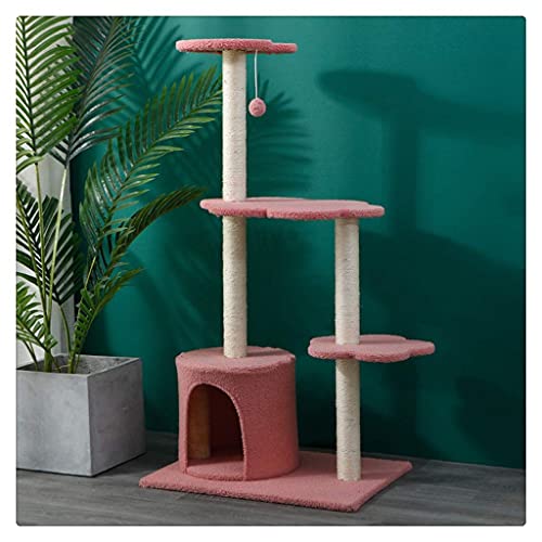 Linjolly Haustiermöbel Kratzer nach Lieferungen Katzen Baum Turm Zubehör zum Klettern Spielstruktur for Katzen Spielzeug Haustiere Kletterrahmen (Color : Pink) von Linjolly