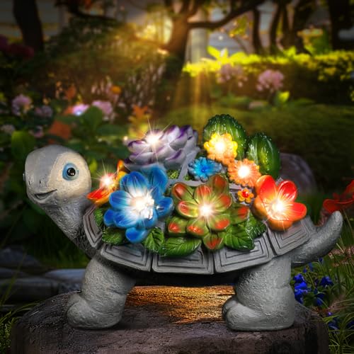 Linkax Muttertagsgeschenke für Mama Oma, Geschenke für Frauen, Solar Gartenfiguren Schildkröte Gartendeko für Draußen, mit 7 LED Licht, Geburtstagsgeschenk für Frauen Mama, Home Terrasse Balkon Deko von Linkax