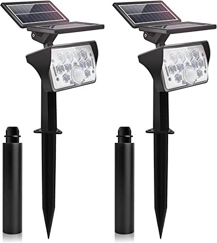 Linke 2er Solar Landschaft Spotlights Dual Solar Panels, Bright Lens 3 Light Modes PIR Solar Spot Lights Wasserdichte Outdoor Wandleuchten Solar Uplights für Garten, Yard&Pool von Linke