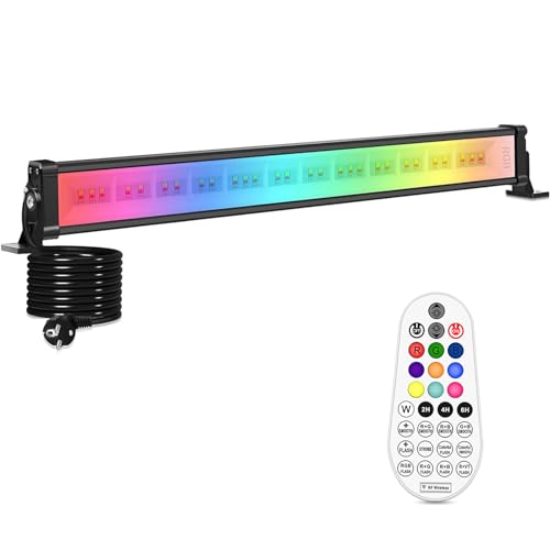 Linke RGB LED Strahler 42W Wallwasher mit Fernbedienung Außenstrahler Dimmbar Flutlicht Bunt IP66 Wasserdicht Lightbar mit Memoryfunktion für Aussen Innen Garten DJ Home Party Weihnachtsdekoration von Linke