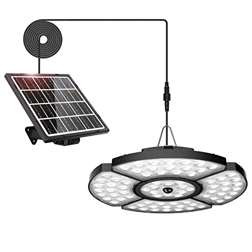 Linke Solarlampen für außen, 76 LED Solar Shed Light 270° verstellbare Solar-Bewegungsmelder-Leuchte mit 4 Beleuchtungsmodi & Fernbedienung 4 verformte Köpfe Sicherheitsleuchte für Haus Hof Garage von Linke