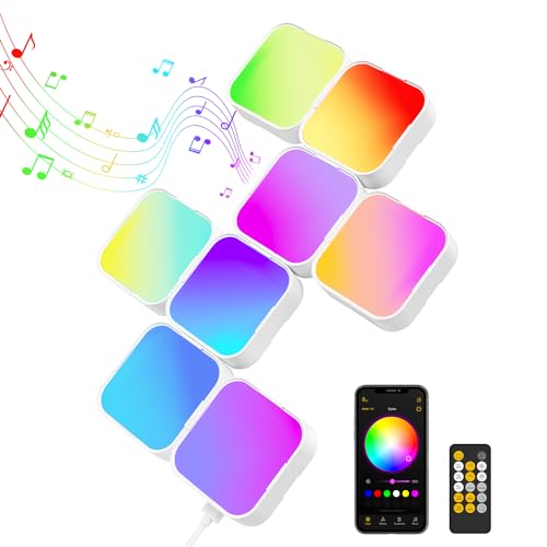 LinkedSparx 8 Pack Hexa LED Light Panels, Gaming RGB Wandleuchten Panel mit Smart-App,Musiksynchronisierung und Fernbedienung für Heimdekoration, Wohnzimmer, Schlafzimmer, Spielzimmer von LinkedSparx