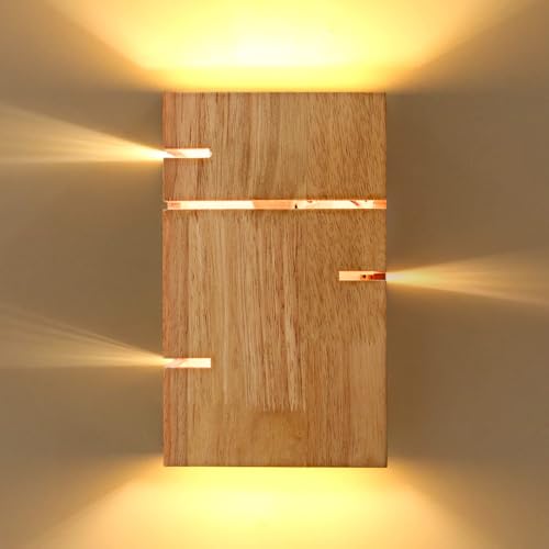 Holz Wandleuchte Innen, Vintage Wandlampe Up Down Licht, E27 Retro Industrial Wandlampen Flurlampe, 3000K Warmweiß, Wandleuchten für Schlafzimmer Wohnzimmer Flur Treppenhaus, inkl. Glühbirne Holz Wandleuchte Innen, Vintage Wandlampe Up Down Licht, E27 Retro Industrial Wandlampen Flurlampe, 3000K Warmweiß, Wandleuchten für Schlafzimmer Wohnzimmer Flur Treppenhaus, inkl. Glühbirne von Linkenail