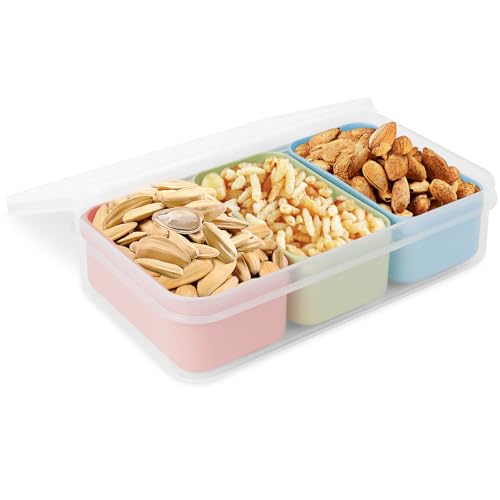 Linkidea 1 Set kleine Snackbehälter mit 3 herausnehmbaren Fächern, wiederverwendbare Aufbewahrungsbox für die Lebensmittelzubereitung, geeignet für Kühlschrank, Mikrowelle(Einzelkapazität: 125 ml) von Linkidea