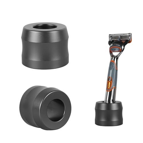Linkidea 2 Stück Rasierständer aus Aluminiumlegierung, Öffnungsdurchmesser 22 mm, Herren-Rasierständer für Badezimmer-Arbeitsplatten, kompatibel mit Fusion 5 Power, ProGlide Shield Power (grau) von Linkidea
