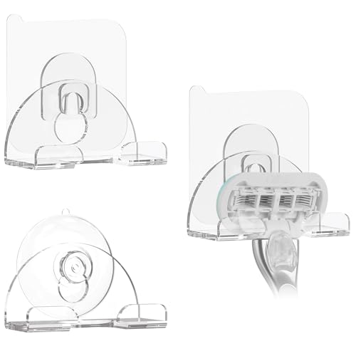 Linkidea 3 Pack Rasierer-Saugnapf-/selbstklebende Haken, Rasieraufhänger-Halter, kompatibel mit Gillette Fusion 5 Proglide, Shield Power, Dorco Pace 6 Pro von Linkidea