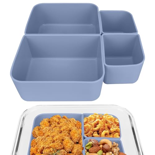 Linkidea 4 Stück Lunchbox-Einsätze, Ersatzteiler, Bento-Box-Zubehör in Lebensmittelqualität zum Unterteilen von Lebensmitteln, Lunchbox-Teiler passen in Gläser, Bento-Lunchbox (Blau) von Linkidea