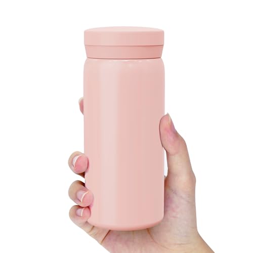 Linkidea 7 oz (200 ml) Mini-Wasserflasche, kleine vakuumisolierte Edelstahl-Wasserflasche für heiße und kalte Getränke, passt in Handtaschen, Geldbörsen und Hosentaschen (Rosa) von Linkidea