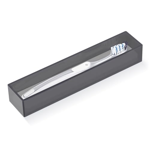 Linkidea Acryl-Zahnbürstenhalter mit Zahnbürsten-Abflussloch mit Kieselgur-Trockenstein, Badezimmer-Schubladen-Organizer, kompatibel mit Colgate Extra Clean, Oral-B CrossAction (Grau 1 Packung) von Linkidea