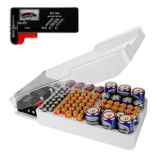 Linkidea Batterie-Organizer-Aufbewahrungskoffer, Batterie-Aufbewahrungsbox mit Tester, fasst 93 Batterien verschiedener Größen für AAA, AA, 9 V, C, D und Knopfbatterie Linkidea Batterie-Organizer-Aufbewahrungskoffer, Batterie-Aufbewahrungsbox mit Tester, fasst 93 Batterien verschiedener Größen für AAA, AA, 9 V, C, D und Knopfbatterie von Linkidea