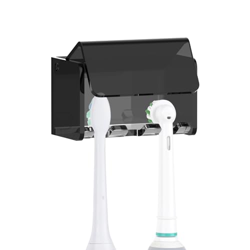 Linkidea Elektrischer Zahnbürstenhalter, Acryl-Zahnbürstenständer, Organizer mit 3 Fächern, kompatibel mit Oral-B iO-Serie, Philips Sonicare ProtectiveClean (schwarz) von Linkidea