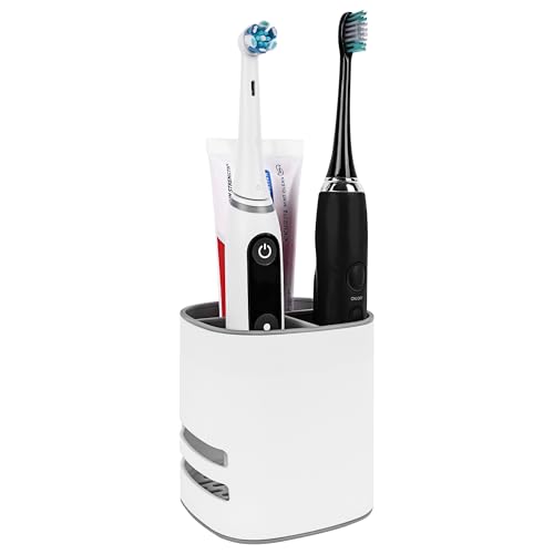 Linkidea Elektrischer Zahnbürstenhalter für Badezimmer, Kunststoff-Organizer für Zahnpasta, 3 Schlitze, Arbeitsplattenständer, kompatibel mit Oral-B iO Serie, Philips Sonicare ProtectiveClean (Grau) Linkidea Elektrischer Zahnbürstenhalter für Badezimmer, Kunststoff-Organizer für Zahnpasta, 3 Schlitze, Arbeitsplattenständer, kompatibel mit Oral-B iO Serie, Philips Sonicare ProtectiveClean (Grau) von Linkidea