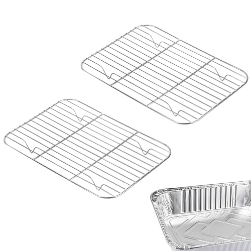 Linkidea Nicole Home Collection Edelstahl-Rack, kompatibel mit Stock Your Home, Stack Man, Einweg-Folienpfannen, 24,4 x 19,1 cm, ofenfest, Gitterrost für Grill, Backform, 2 Stück von Linkidea