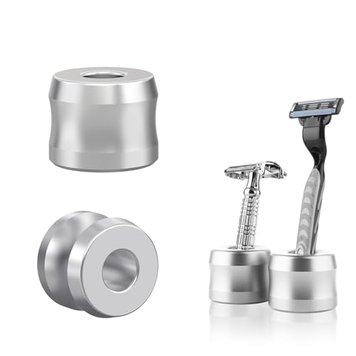 Linkidea Rasierhobel-Ständer, Öffnungsdurchmesser 18,5 mm, Aluminiumlegierung, für Herren, Rasierständer für Badezimmer, silberfarben, 2 Stück von Linkidea