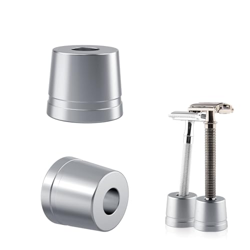 Linkidea Rasierhobel-Ständer für Herren, Aluminiumlegierung, manueller Rasierer-Halter für Badezimmer-Arbeitsplatten (Silbergrau), 2 Stück von Linkidea