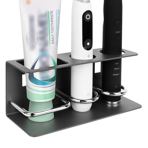 Linkidea Wandhalterung für elektrische Zahnbürsten im Badezimmer, Selbstklebender Zahnbürstenhalter aus Aluminium, kompatibel mit Oral-B iO-Serie, Philips Sonicare, 7AM2M, Aquasonic von Linkidea