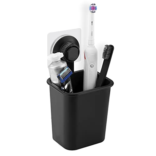 Linkidea Selbstklebender Zahnbürstenhalter für elektrische/batteriebetriebene Zahnbürsten, Wandhalterung, Rasierer-/Zahnpasta-Organizer, kompatibel mit Oral-B iO Series(Schwarz) von Linkidea