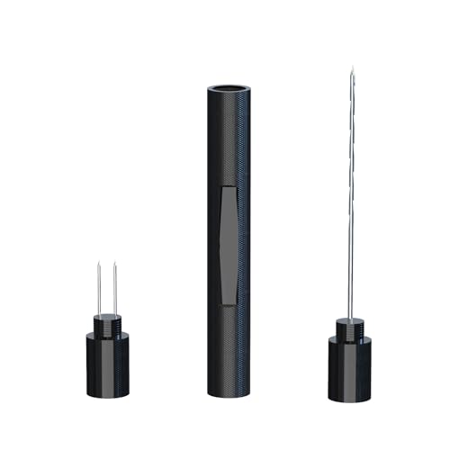 Linkidea 2-in-1 Aluminium-Zigarren-Stanzschneider und Zugverstärker-Werkzeug, Zwillingsnadel-scharfes Legierungszubehör für verbessertes Raucherlebnis (schwarz) von Linkidea