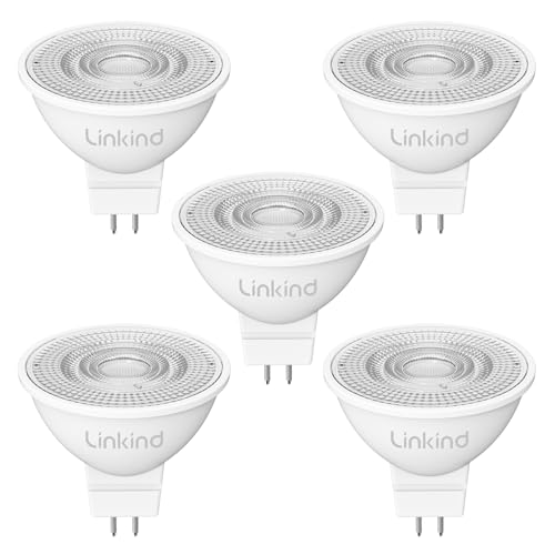 Linkind 12V GU5.3 Led 3.4W, 35 Watt ersetzt, 2700K Warmweiß 36° Abstrahlwinkel LED Spot MR16, 360Lm AC/DC 12V LED Leuchtmittel, 25,000 Std. Lebensdauer, Nicht dimmbar, 5 Stück von Linkind