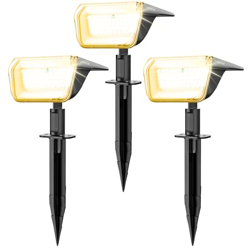 Linkind 60-Led Solar Strahler für außen Warmweiß 800Lm, Extra-lange Leuchtdauer & Intelligent Entladung, 3000K Solar Gartenleuchte mit Lade-Anzeige, IP67 LED Solar Gartenstrahler Solarlichter, 3 Stück von Linkind