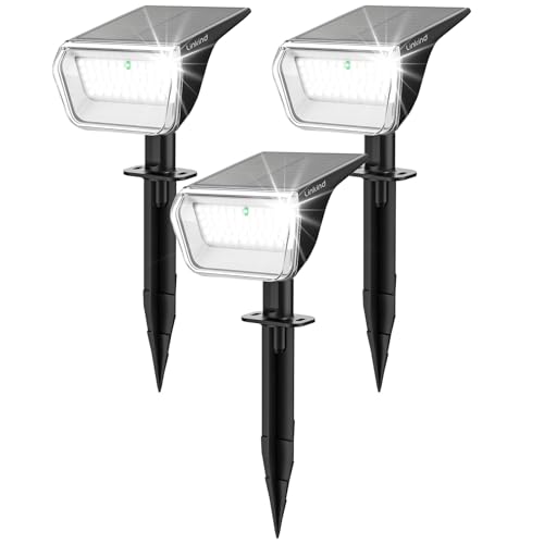 Linkind 60 Led Solarstrahler für außen Garten 800Lm, 6500K Tageslicht Gartenlampe mit Lade-Anzeige, 135°einstellbar Baumstrahler mit S-klasse Batterie, IP67 wetterfest Solar Baumbeleuchtung, 3 Stück von Linkind