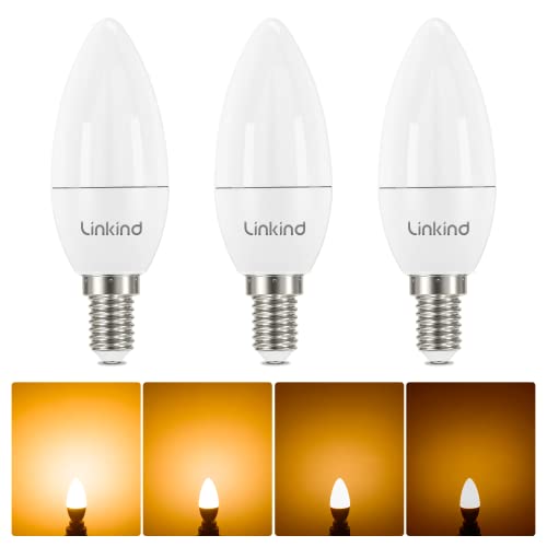 Linkind Dimmbar E14 LED 4.2W Warmweiß, E14 Energiesparlampe 40Watt entspricht, E14 Kerzenlampe 470Lm 2700K B35 Kerzenform LED Birne, 3 Stück von Linkind