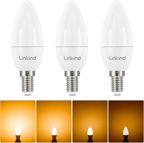 Linkind Dimmbar E14 LED 4.2W Warmweiß, E14 Energiesparlampe 40Watt entspricht, E14 Kerzenlampe 470Lm 2700K B35 Kerzenform LED Birne, 3 Stück von Linkind