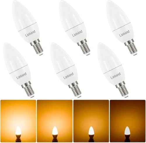Linkind Dimmbar E14 Lampe 4.2W Kerzenform, Ersetzt 40 Watt, B35 E14 LED Kerze Birne 470 Lumen, 2700K Warmweiß E14 Energiesparlampe, 6 Stück Linkind Dimmbar E14 Lampe 4.2W Kerzenform, Ersetzt 40 Watt, B35 E14 LED Kerze Birne 470 Lumen, 2700K Warmweiß E14 Energiesparlampe, 6 Stück von Linkind