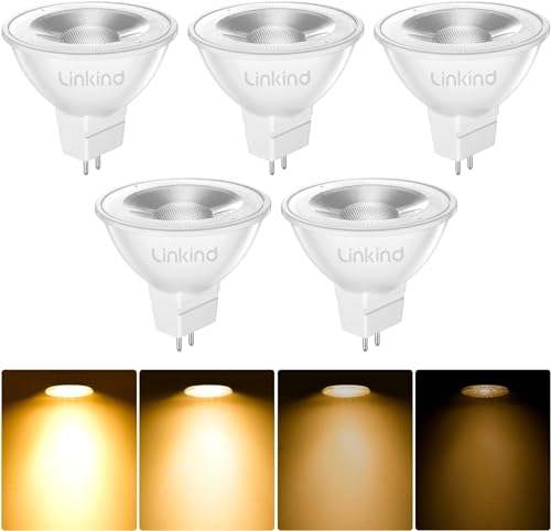 Linkind Dimmbar GU5.3 LED Lampe 5.5W, entspricht 50 Watt, 2700K Warmweiß 12 Volt AC/DC MR16 LED Reflektor GU5.3 Spot, 36° Abstrahlwinkel 465Lm LED Leuchtmittel MR16 Birne, 5 Stück von Linkind