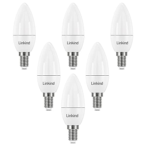 Linkind LED E14 B35 Kerzenlampe 4.9W, ersetzt 40 Watt Lampe, 500Lm 5000K Kaltweiß E14 LED Kerze Birne, nicht Dimmbar, 6er Pack von Linkind