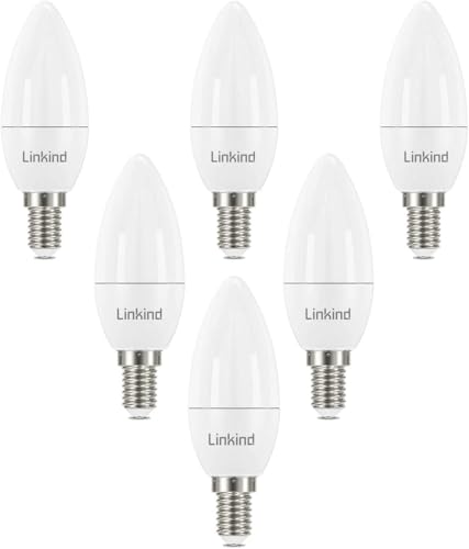 Linkind LED E14 B35 Kerzenlampe 4.9W, ersetzt 40 Watt Lampe, 500Lm 5000K Kaltweiß E14 LED Kerze Birne, nicht Dimmbar, 6er Pack von Linkind