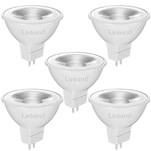 Linkind GU5.3 MR16 LED 5W Lampe 12V, 50 Watt ersetzt, 2700K Warmweiß 36° Abstrahlwinkel LED Spot MR16, 520Lm AC/DC 12Volt LED Leuchtmittel, Nicht dimmbar, 5 Stück von Linkind