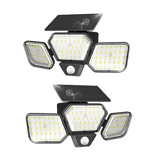 Linkind Solar Außenleuchte mit Bewegungsmelder 6500K Tageslicht, 108-LEDs Hell 1600 Lm LED Solar Außenwandlampe, 270° Abstrahlwinkel / IP65 Wasserdicht Solarlampen für Wand, Veranda, Weg, 2 Stück von Linkind