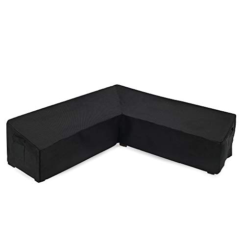 Linkool Upgrade-Gartenmöbel-Ecksofa-Set, V-förmig, schwarz, 250 x 250 x 85 x 78 cm (T x H), wasserdicht, Allwetterschutz von Linkool