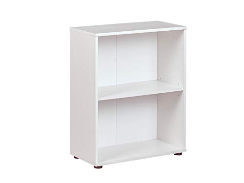 Inter Link - Bücherregal Standregal 2 Fächer Höhenverstellbare Böden Holzregal Wohnzimmer Arbeitszimmer Büro Arco 1 Masse in cm T: 30 x B: 60 x H: 75 Farbe Weiß von Inter Link