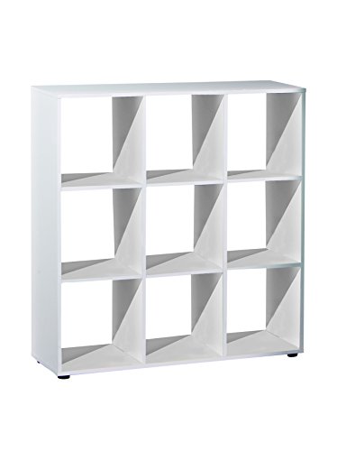 Inter Link – Raumteiler – Bücherregal mit 9 Würfeln – Regal mit offene Fächer – Raumtrenner – Standregal – Aktenregal – Melaminbeschichtet – Passend zu den Faltboxen Winny – Cadore 9 von Inter Link