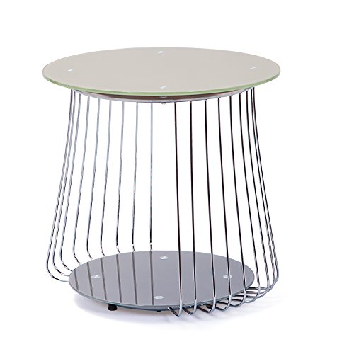 Inter Link - Couchtisch - Beistelltisch - Sofatisch - Wohnzimmertisch - Gestell aus Metall - Obere Platte aus Glas Pantone Grau - Für Wohnzimmer, Arbeitszimmer, Schlafzimmer - 50 x 50 x 50 cm - Rivoli von Inter Link