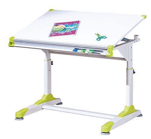 Schreibtisch mit höhenverstellbarer Kippplatte und Ablagefach aus MDF und Metall von Inter Link