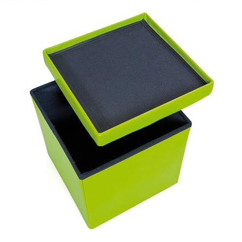 Inter Link – Aufbewahrungsbox mit Deckel - Faltbox – Waschbare Boxen - Polyurethan – Kunstleder – Kisten – Für Kleidung, Spielzeuge – Stauraum – 38 x 38 x 38 cm – Grün– Setti von Inter Link