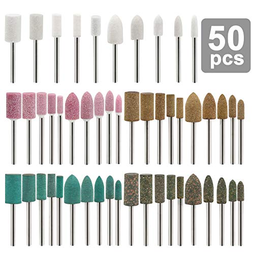 50PCS Polierbits Montiertes Schleifen Polierschleifscheiben, Schleifwerkzeuge aus Wolle/Sesam/Gummi/Rindsleder Drehwerkzeugzubehör Set 3 mm Schaft von Linkstyle