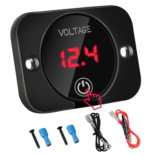Linkstyle DC 12V 24V LED Digital Voltmeter, Wasserdichtes Voltmeter Auto mit Überlastschutz Abschaltung, Batterieanzeige for Auto Motorrad Boat von Linkstyle