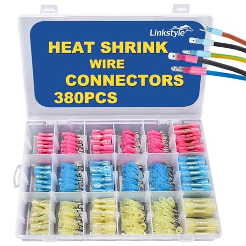Schrumpfdrahtverbinder-Set, wasserdicht, für Marine-Automobil, 22–10 AWG, 380 Stück, Kugelgabel-Flachsteckverbinder, Crimpverbinder-Sortiment Schrumpfdrahtverbinder-Set, wasserdicht, für Marine-Automobil, 22–10 AWG, 380 Stück, Kugelgabel-Flachsteckverbinder, Crimpverbinder-Sortiment von Linkstyle