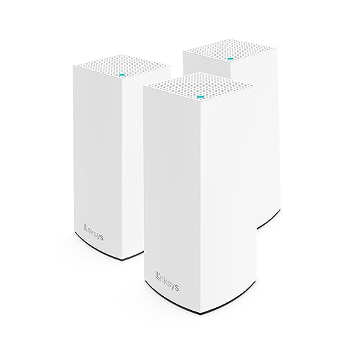 Linksys Atlas Pro 6 Velop Dual-Band-Mesh-WiFi 6-System (AX5400) WLAN-Router mit bis zu 750 m² Funkabdeckung, 4-mal schneller, für mehr als 90 Geräte – 3er-Pack, Weiß von Linksys