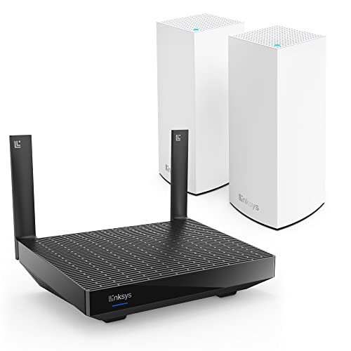 Linksys Blue Label Mesh-WiFi 6-System – 1 x AX5400-Router + 2 x AX5400 Nodes – Dual-Band Mesh Wireless Internet Gaming System – 60 Geräte, bis zu 750 m² Reichweite, Kinderschutz über die Linksys App Linksys Blue Label Mesh-WiFi 6-System – 1 x AX5400-Router + 2 x AX5400 Nodes – Dual-Band Mesh Wireless Internet Gaming System – 60 Geräte, bis zu 750 m² Reichweite, Kinderschutz über die Linksys App von Linksys