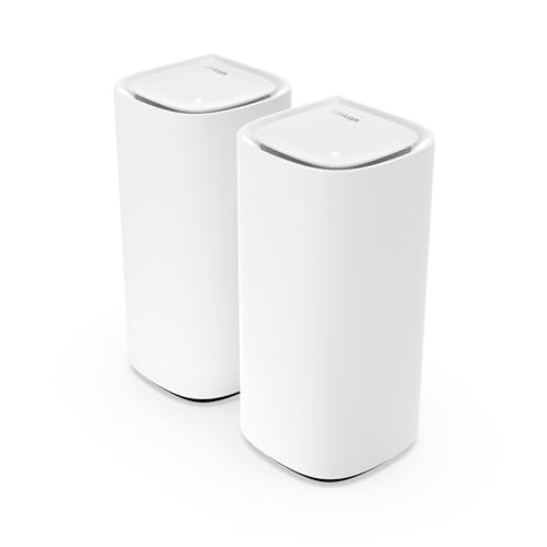 Linksys Velop Pro WiFi 6E Mesh-System MX6202-KE – Cognitive Mesh-Router mit 6-GHz-Band-Zugriff und 5,4 Gbit/s – Mesh-Abdeckung für bis zu 550 m² und 400 Geräte – 2er-Pack Linksys Velop Pro WiFi 6E Mesh-System MX6202-KE – Cognitive Mesh-Router mit 6-GHz-Band-Zugriff und 5,4 Gbit/s – Mesh-Abdeckung für bis zu 550 m² und 400 Geräte – 2er-Pack von Linksys